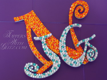 Monogrammed cake topper with Swarovski crystal